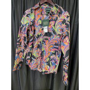 Lauren Ralph Lauren Womens mult color Paisley Button-Down Shirt Size L SKU 8737